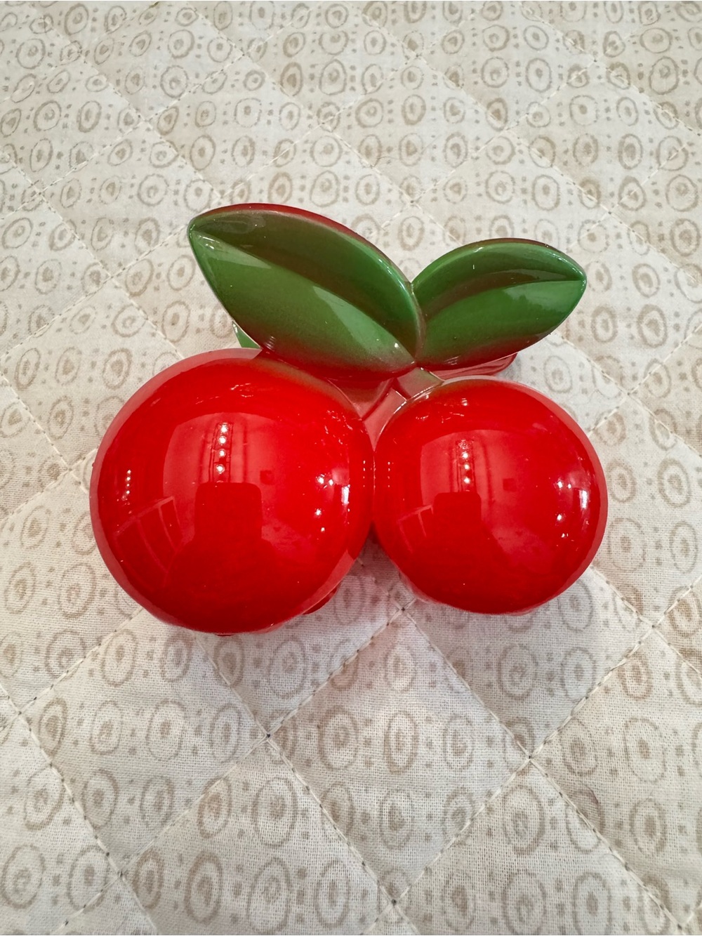 Cherry Hair Clip - Red and Green Fruit Accent